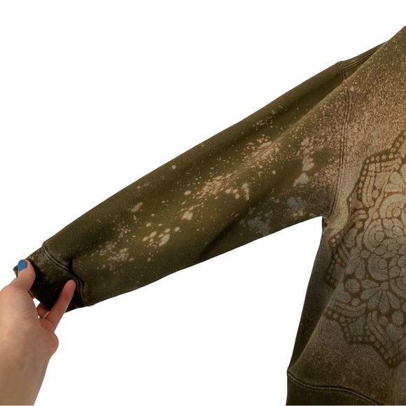 Vintage Y2K Army Sweatshirt Womens Size Medium Handmade Military Green Pullover - Picture 7 of 14